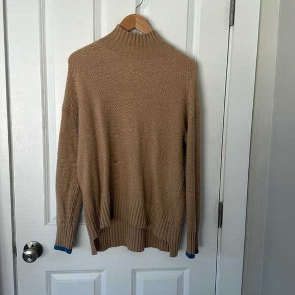 Everlane Waffle Recycled Cashmere Sweater tan mockneck medium - Picture 1 of 5